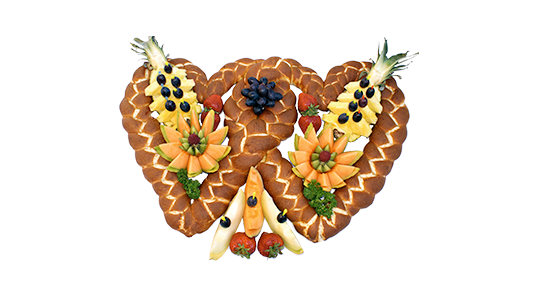 Laugenherz zweifach mit Früchten
